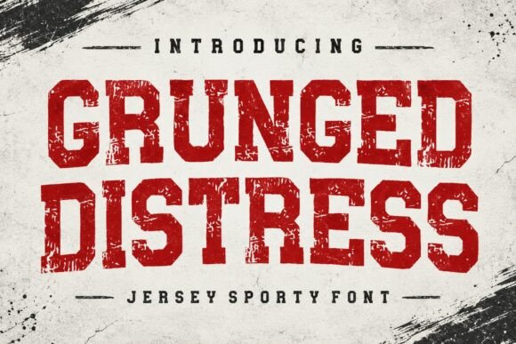 varsity fonts example: Grunged Distress font specimen