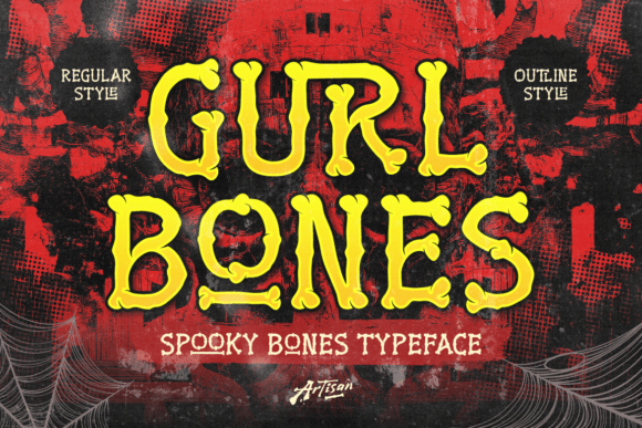 halloween party fonts example: Gurl Bones font specimen