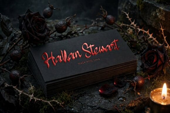 signature fonts for creator logos example: Hallan Stewart font specimen