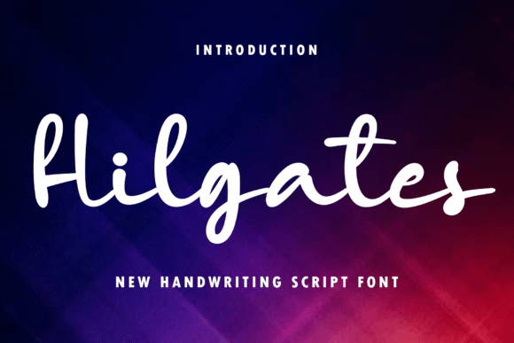 signature fonts for creator logos example: Hilgates font specimen