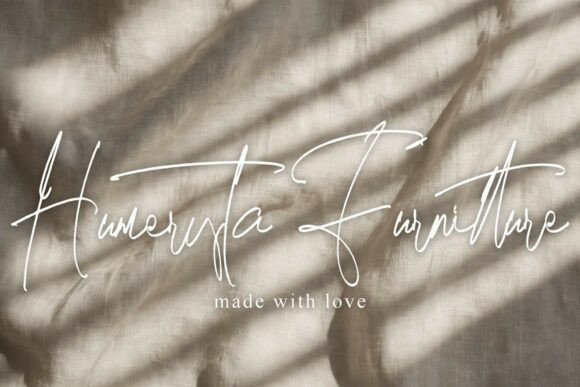 signature fonts for creator logos example: Humeryta Furnitture font specimen