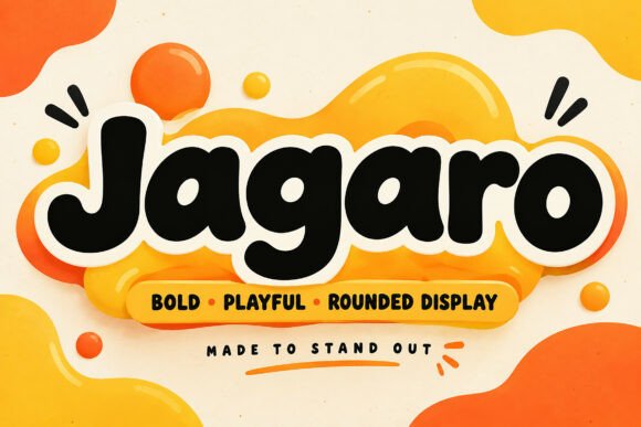 whimsical fonts for toy packaging example: Jagaro font specimen