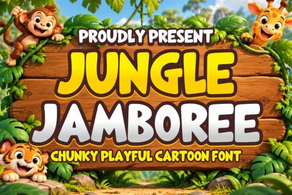 bubble fonts for birthdays example: Jungle Jamboree font specimen