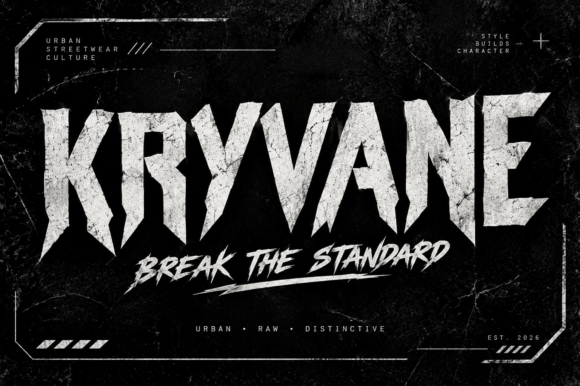 gothic fantasy fonts example: Kryvane font specimen