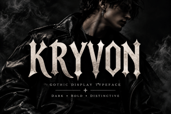 gothic fantasy fonts example: Kryvon font specimen