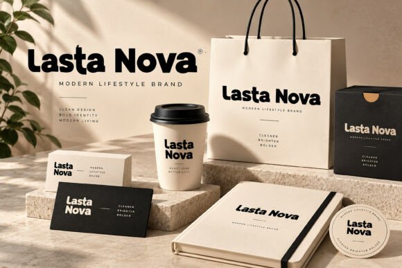 bold display fonts example: Lasta Nova font specimen