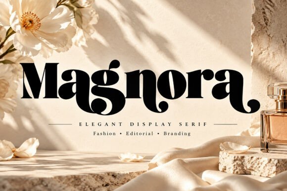 editorial serif fonts example: Magnora font specimen