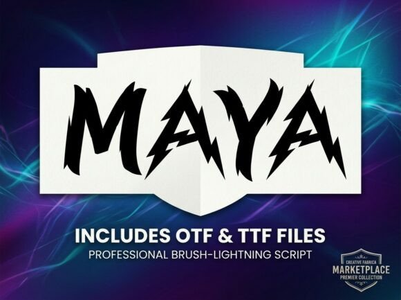 varsity fonts example: Maya font specimen
