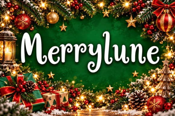 christmas script fonts example: Merrylune font specimen