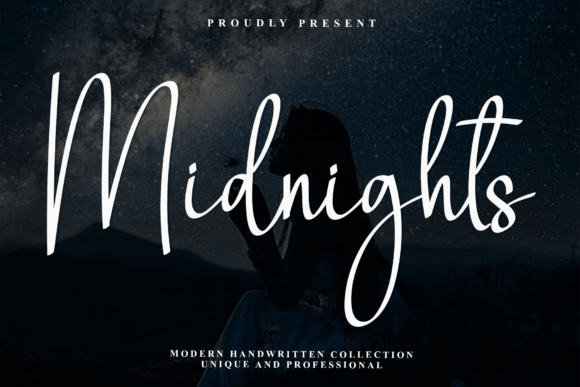 signature fonts for creator logos example: Midnights font specimen