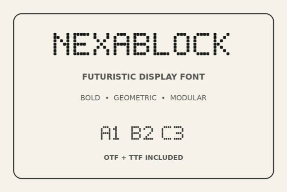 bold display fonts example: Nexablock font specimen