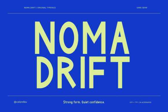 sans serif logo fonts example: Noma Drift font specimen