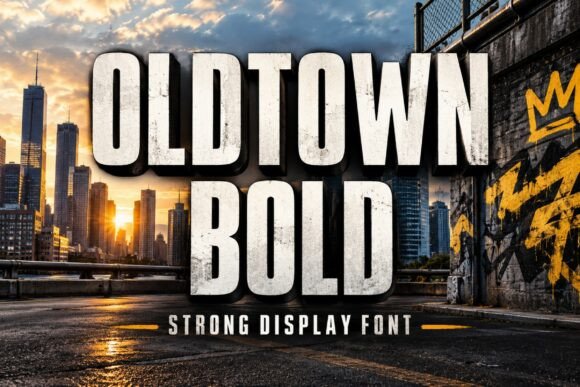 bold display fonts example: Oldtown Bold font specimen