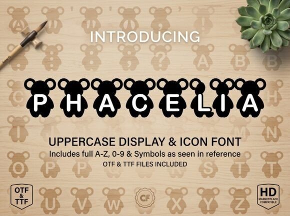 whimsical fonts for toy packaging example: Phacelia font specimen