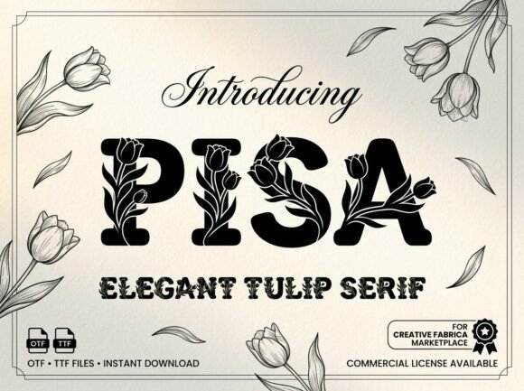 wedding sign fonts example: Pisa font specimen