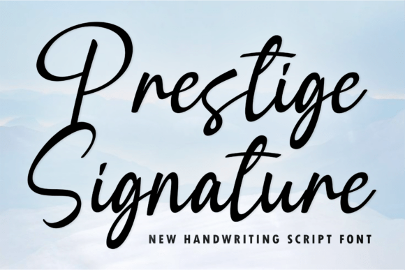 signature fonts for creator logos example: Prestige font specimen