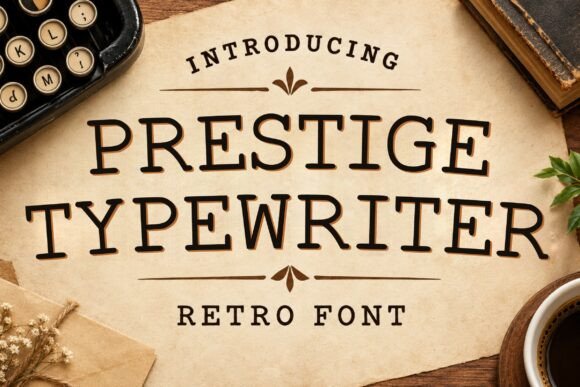 retro groovy fonts example: Prestige Typewriter font specimen
