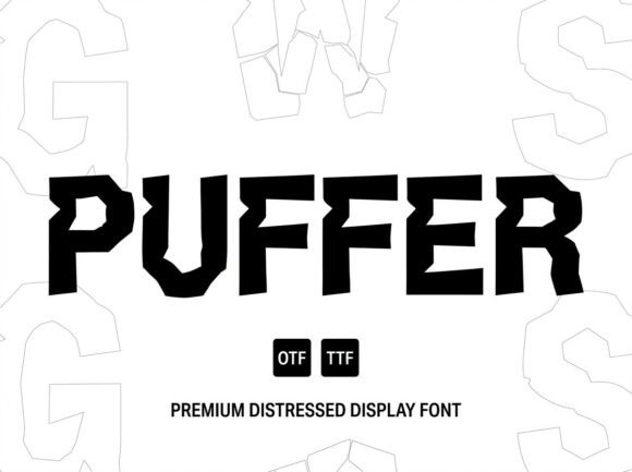 varsity fonts example: Puffer font specimen