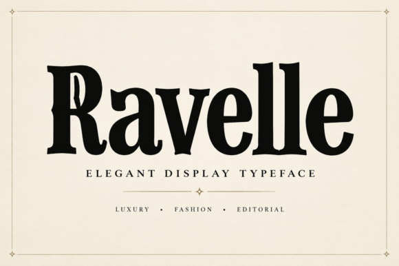 bold display fonts example: Ravelle font specimen