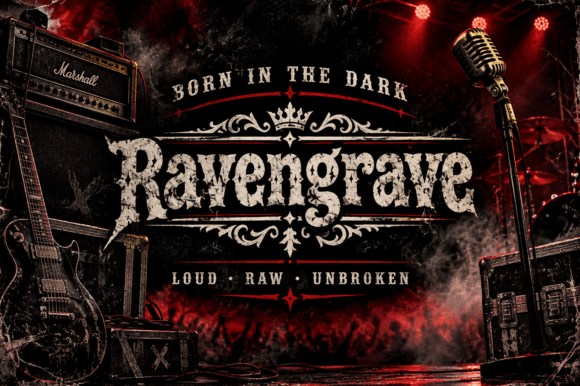 gothic fantasy fonts example: Ravengrave font specimen