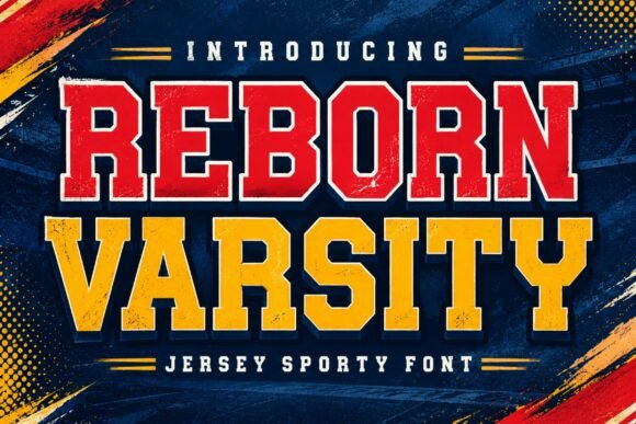 varsity fonts example: Reborn Varsity font specimen