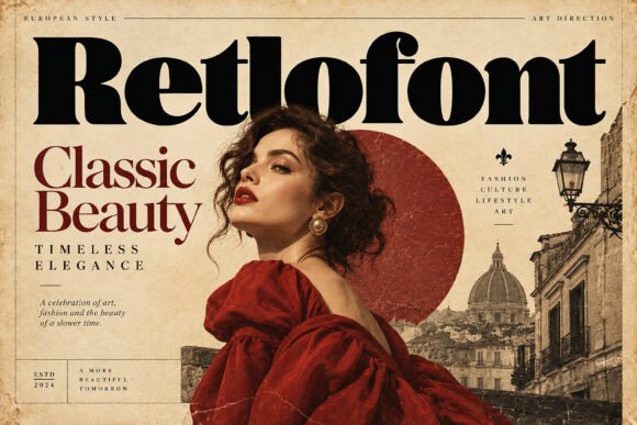 editorial serif fonts example: Retlofont font specimen