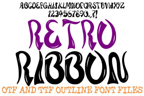 retro groovy fonts example: Retro Ribbon font specimen