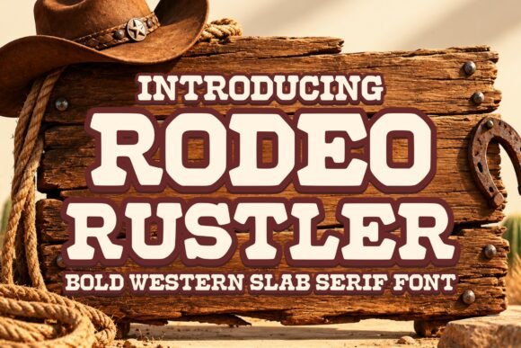 varsity fonts example: Rodeo Rustler font specimen
