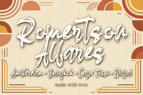 signature fonts for creator logos example: Romertson Alfares font specimen