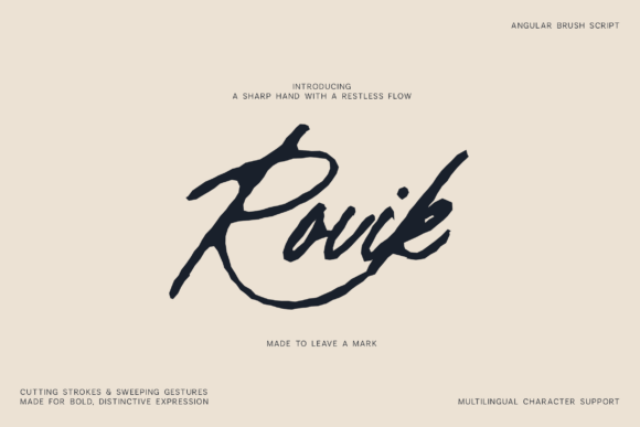 signature fonts for creator logos example: Rovik font specimen