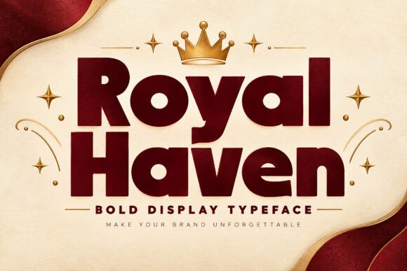 bold display fonts example: Royal Haven font specimen