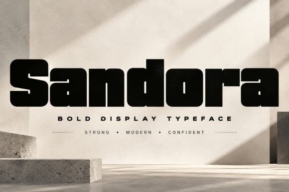 bold display fonts example: Sandora font specimen
