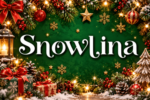 cozy winter fonts example: Snowlina font specimen