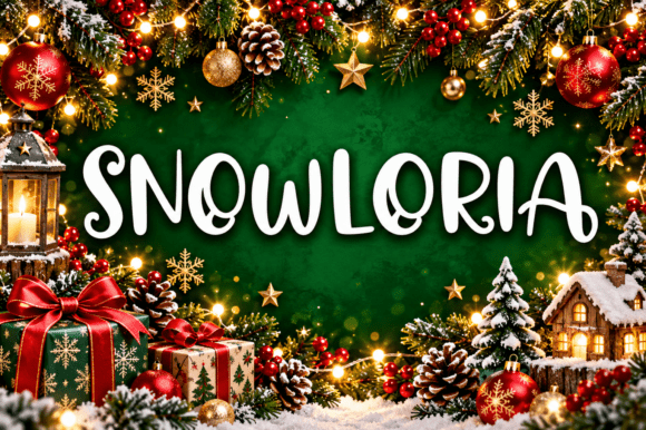 cozy winter fonts example: Snowloria font specimen