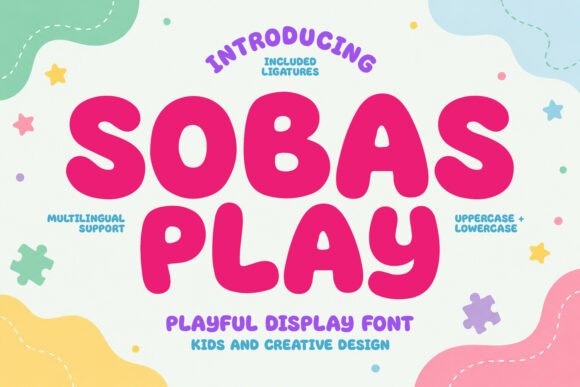 whimsical fonts for toy packaging example: Sobas Play font specimen