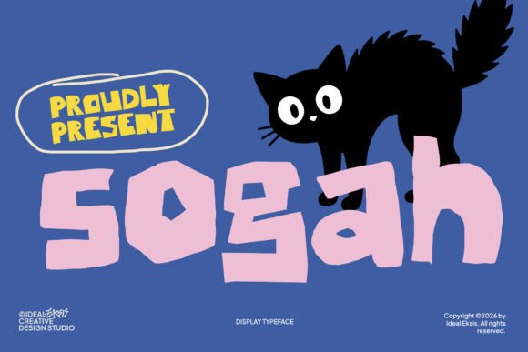 whimsical fonts for toy packaging example: Sogah font specimen