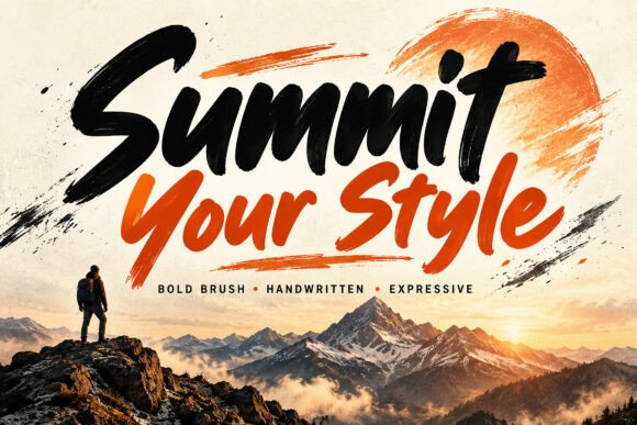 signature fonts for creator logos example: Summit Brush font specimen
