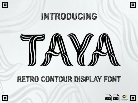 retro groovy fonts example: Taya font specimen