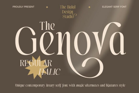 editorial serif fonts example: The Genova font specimen