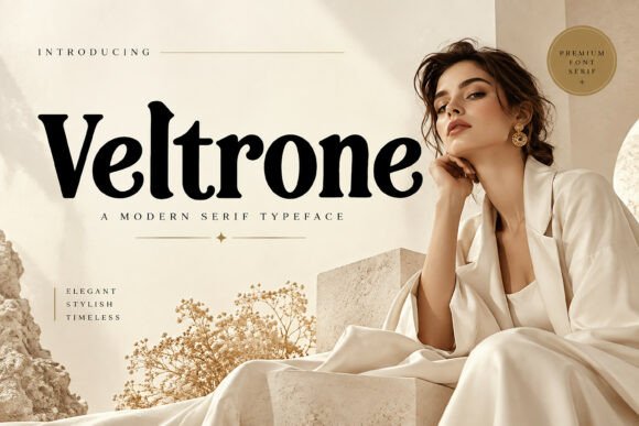 editorial serif fonts example: Veltrone font specimen