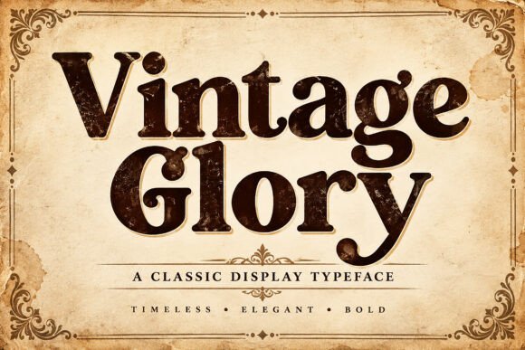 retro groovy fonts example: Vintage Glory font specimen