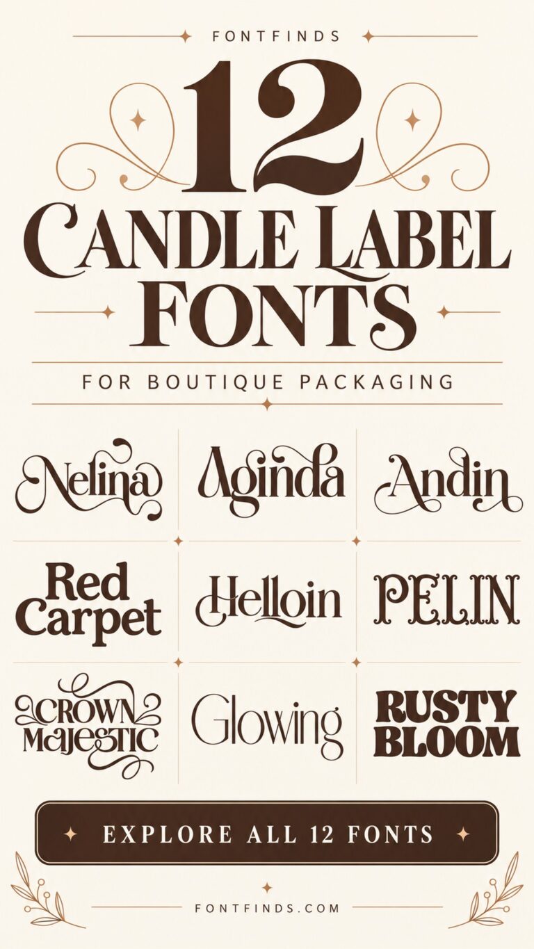12 Candle Label Fonts — nine font lettering previews