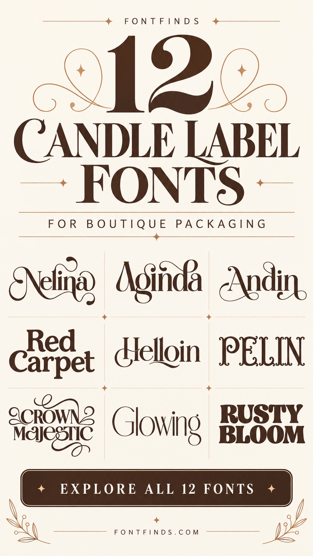 12 Candle Label Fonts — nine font lettering previews