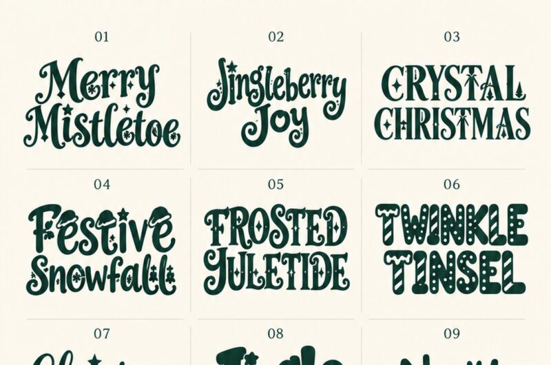 18 Christmas Fonts — nine font lettering previews
