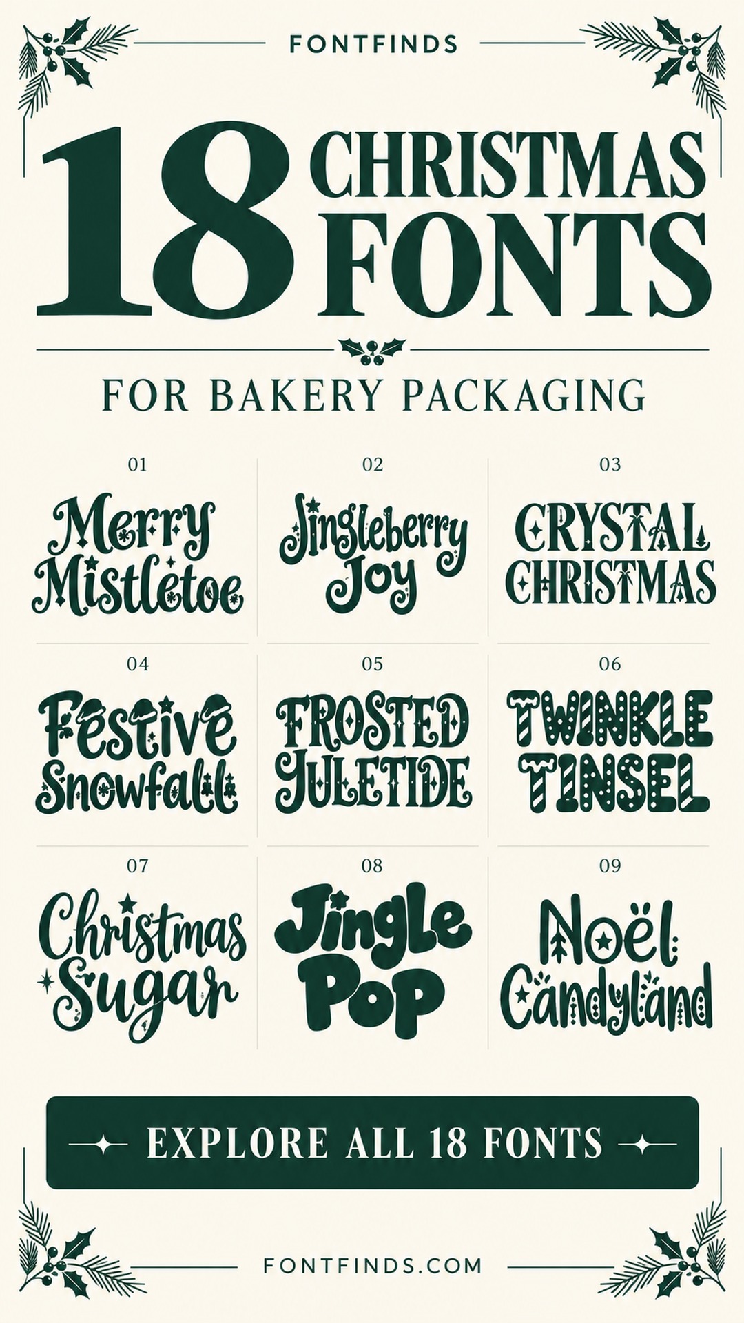 18 Christmas Fonts — nine font lettering previews