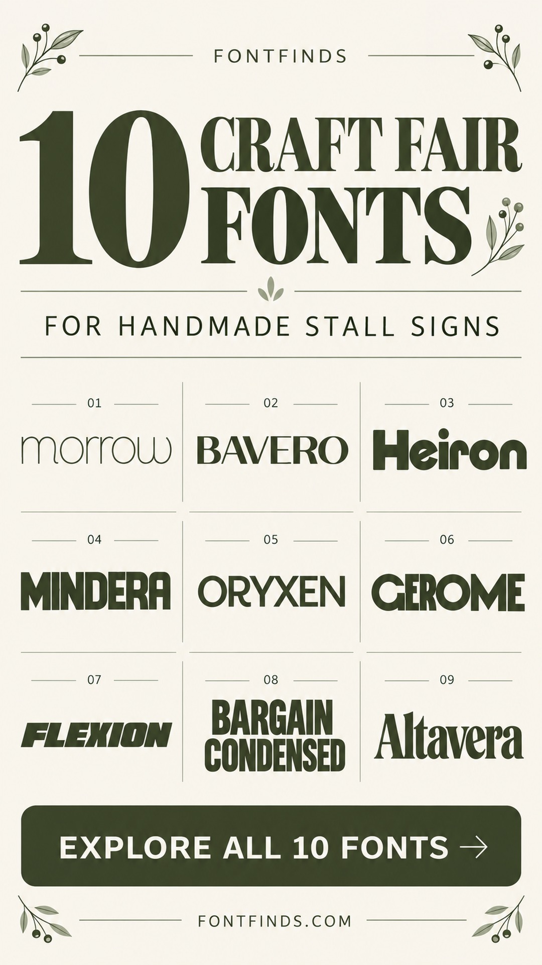 10 Craft Fair Fonts — nine font lettering previews