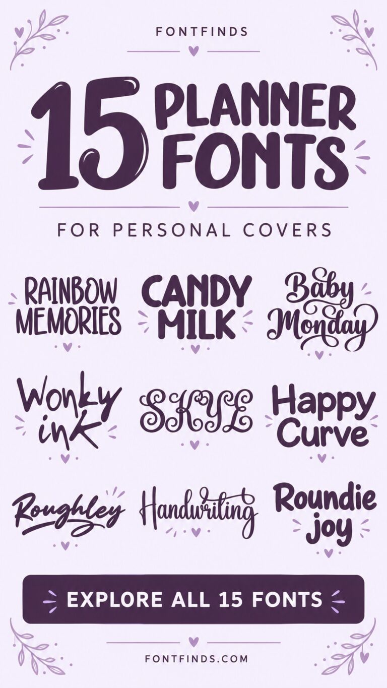 15 Planner Fonts — nine font lettering previews