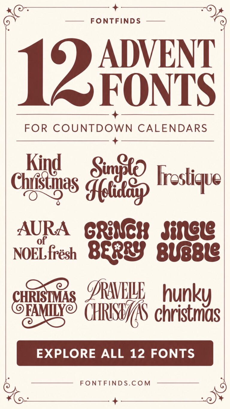 12 advent calendar fonts — nine lettering previews