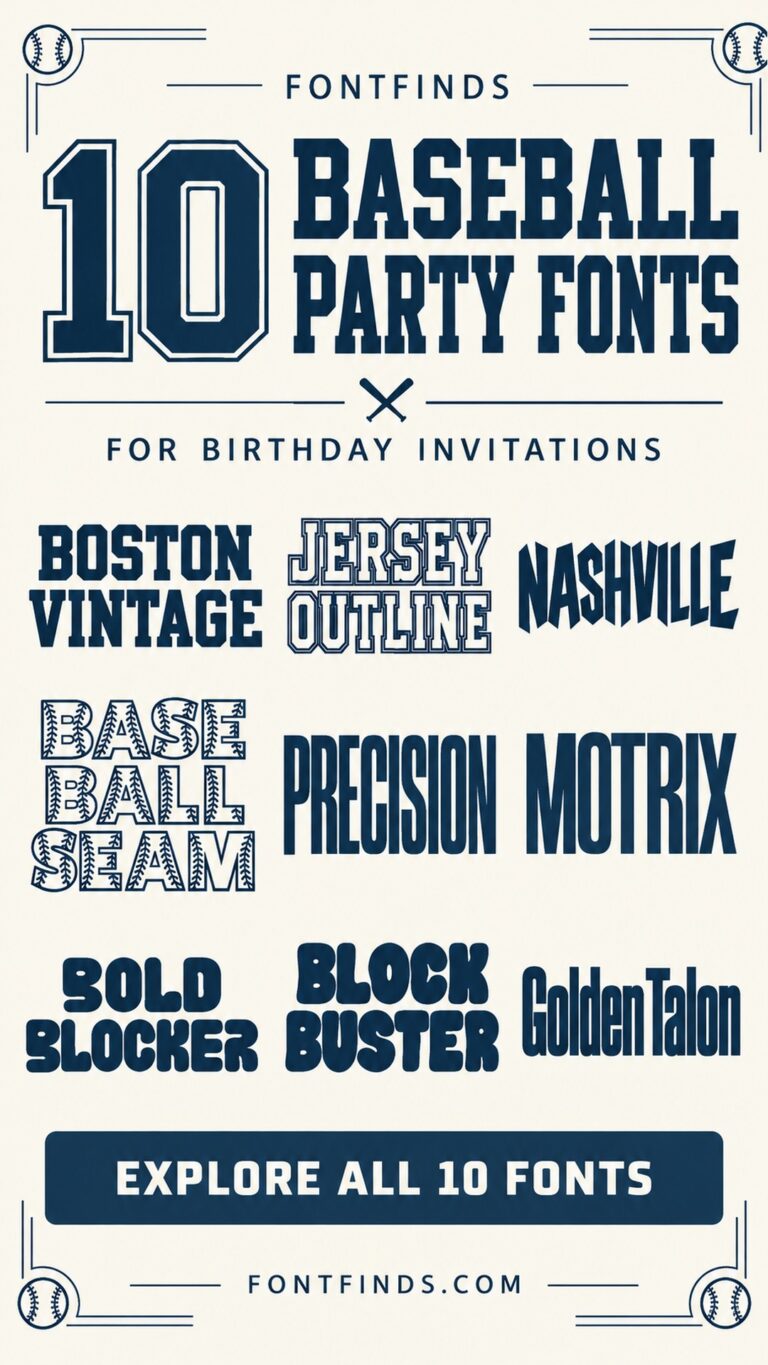 10 baseball birthday invitation fonts — nine lettering previews