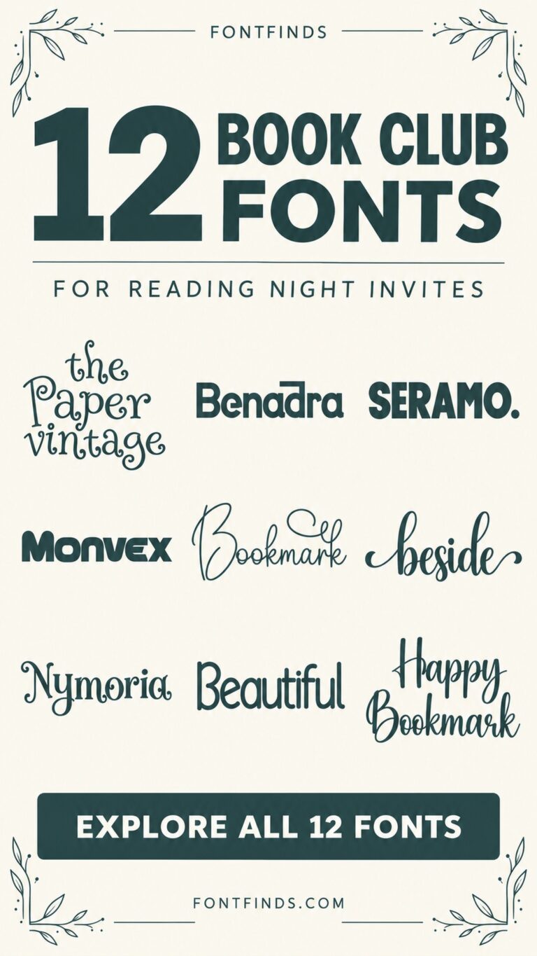 12 book club invitation fonts — nine lettering previews